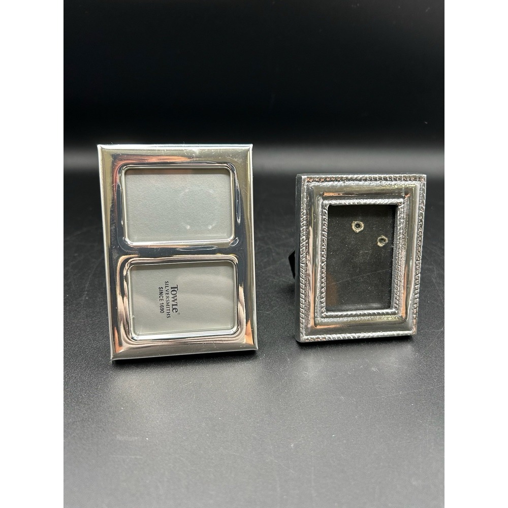 Lot Of Towle Silversmiths Silver Plated 2x3 Double Standing Picture Photo Frames